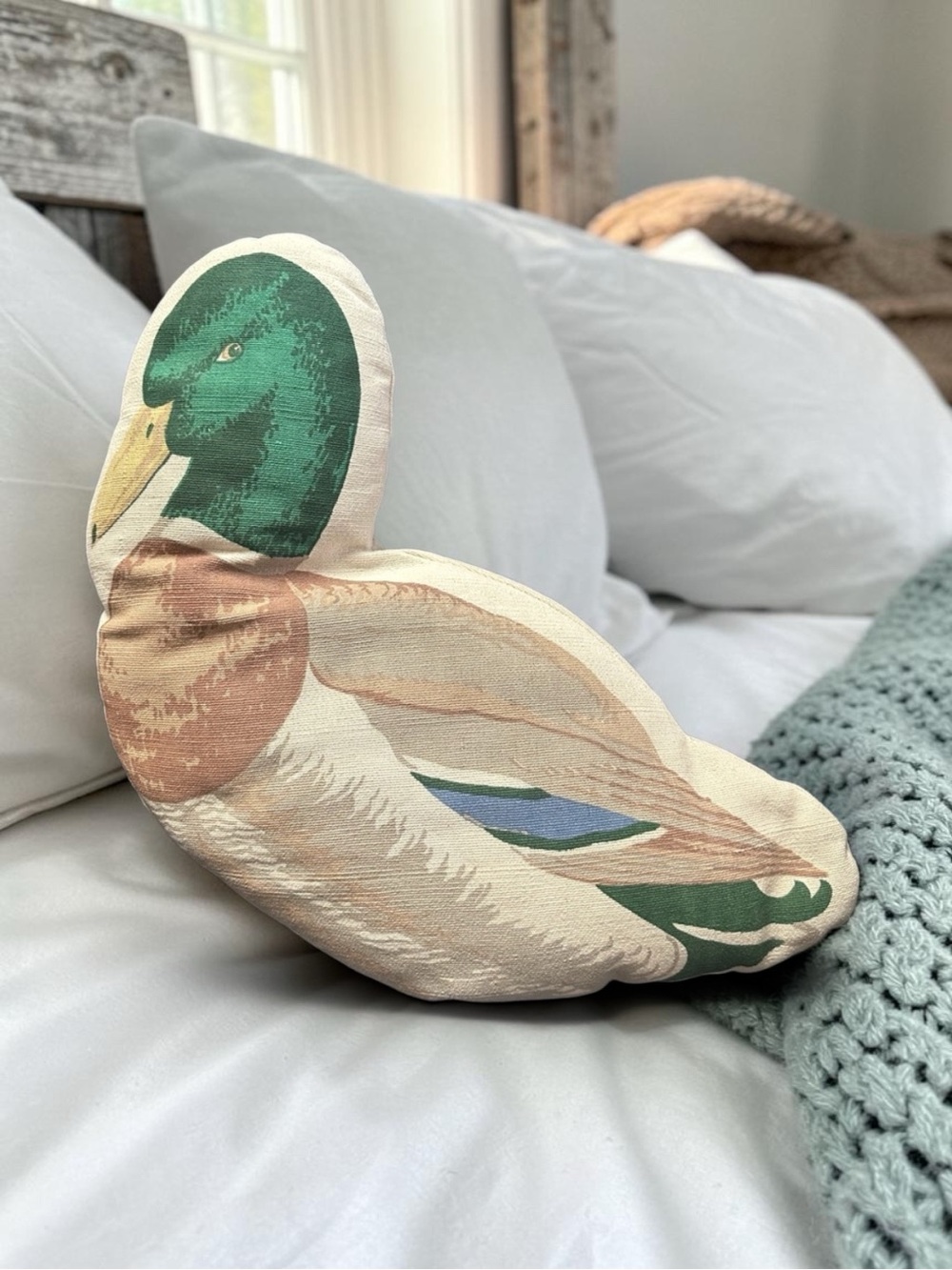 Vintage Decorative Mallard Duck Throw Pillow